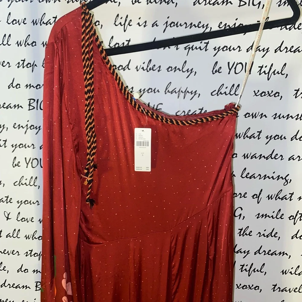 FARM RIO X ANTHROPOLOGIE ONE-SHOULDER PRINTED SATIN JUMPSUIT - Picture 10 of 14